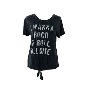 Lyric Girls Shirt Black Short Sleeve Rock N Roll Party Round Neck Size Large